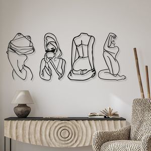 4 Metal Wall Art Decor Minimalist Abstract Woman Single Line Drawing Wall Art🦛